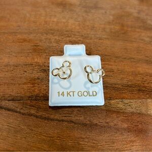 NWOT 14K Solid Gold Mickey Mouse Mini Wire Stud Earrings